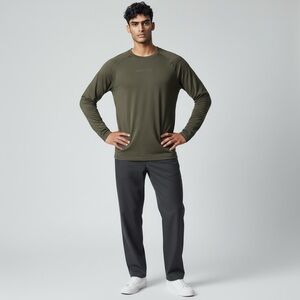 Alphalete Men's Seamless‎ Long Sleeve Athleisure Top Pullover Shirt Brown Small